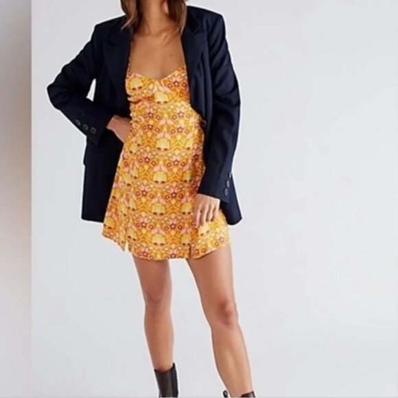 NWOT Free People Sasha Mini Dress Sunshine Combo Stretchy Size XS - Picture 5 of 10